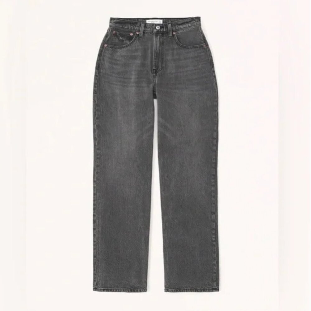 Abercrombie Kathleen Post Curve Love High Rise Loose Jean Grey